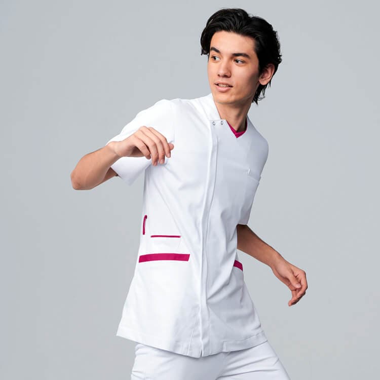 【医療白衣ユニフォーム メンズ】透け防止「SEK制菌」防汚加工 S～3L 3色 看護ウェア/ドクター白衣