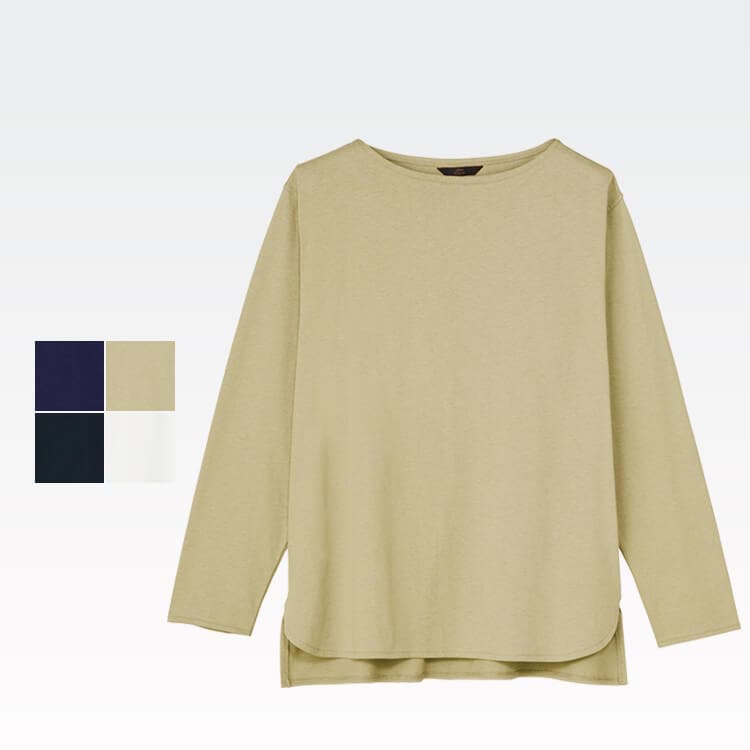 【店舗スタッフ制服 Tシャツ長袖】男女兼用「綿100％ カットソー」SS～3L 4色 / 飲食店ユニフォーム