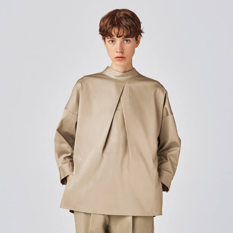 【ショップ店員ユニフォーム】レディース・ストレッチ「バックオープンシャツ」抗菌防臭・SS～3L 4色 / 販売員制服