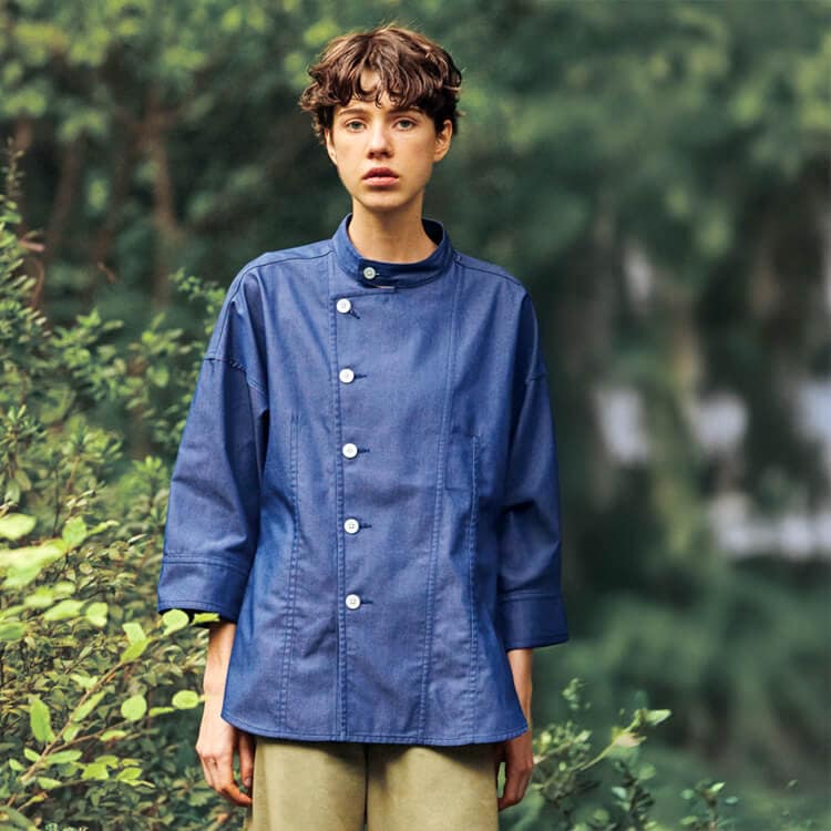 【コックコート七分袖 男女兼用】防汚「光沢感のあるサテン素材」抗菌防臭 SS～3L 3色 / レストランユニフォーム