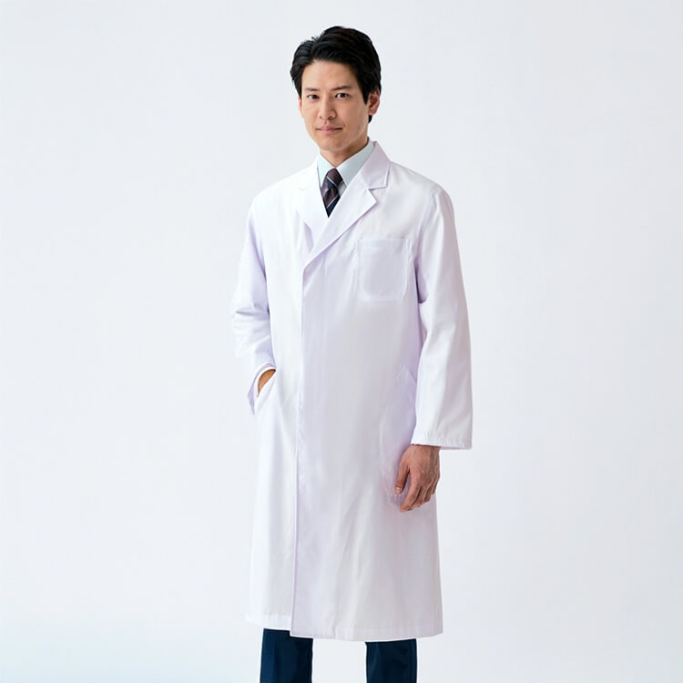 【ドクターコート メンズ】長袖・シングル「SEK 抗ウイルス」S～5L 医療白衣 / 診察衣