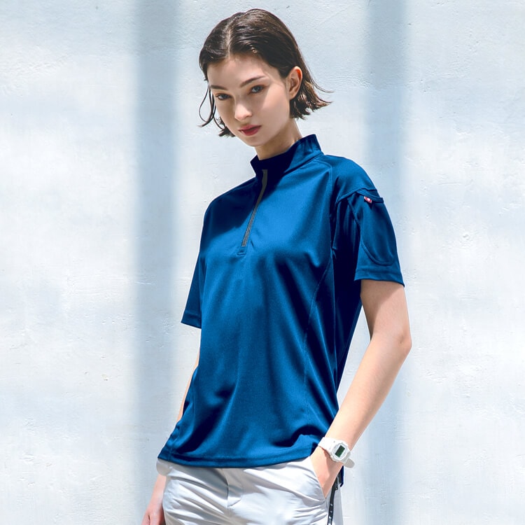 【半袖ジップアップシャツ 男女兼用】作業服「伸長率40％ ストレッチ素材」SS～5L 5色  スタッフユニフォーム / バートル