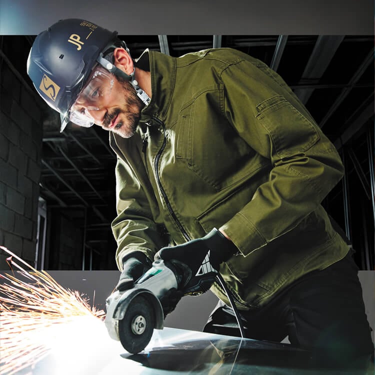 【作業用ブルゾン 男女兼用】ストレッチ「JIS帯電防止安全服」綿97％素材 S～5L 3色 / 現場用ユニフォーム