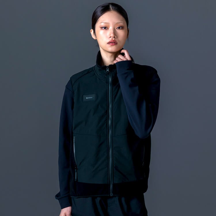 【フリースベスト 男女兼用】作業着「軽防寒ウェア」S～6L ブラック色 / 現場用ユニフォーム (TOW5548)