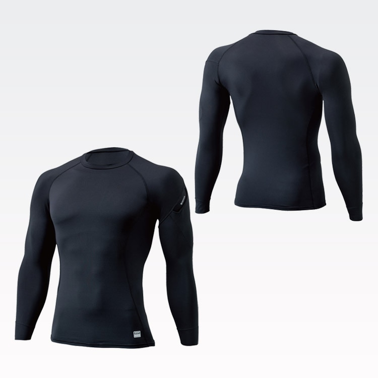 【作業服インナー冬用 メンズ】消臭「マイクロフリース保温素材」帯電防止 S～3L 黒色 / 防寒着