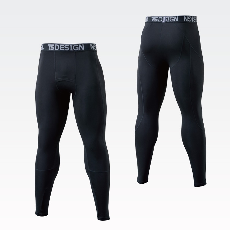 【作業着インナータイツ 冬用 】メンズ「保温性の高いマイクロフリース」S～3L 黒色 / コンプレッション