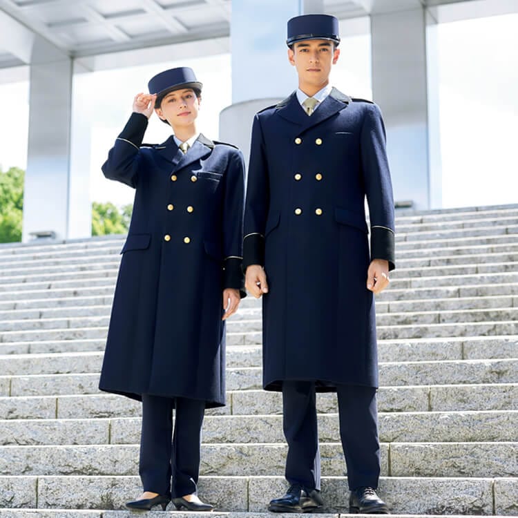 【ドアマンコート 男女兼用】防寒着「上質ウール素材」3S～LL ネイビー色 / ホテルユニフォーム