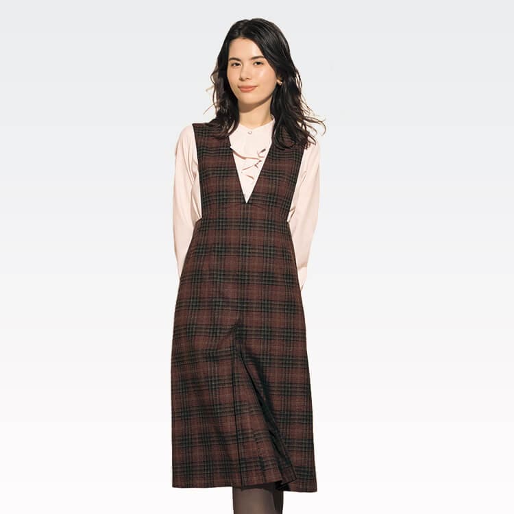 【事務服ジャンパースカート】チェック柄「抗菌 消臭 TioTio加工」5～15号 2色 オフィスユニフォーム / セロリー