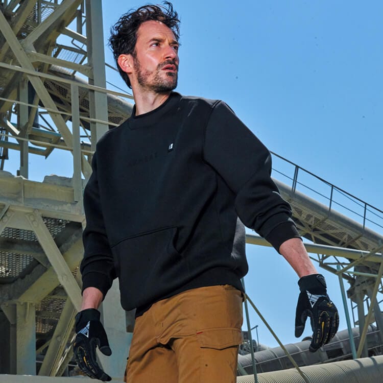 【作業着トレーナー 男女兼用】裏起毛「カーボンヒーター内蔵」S～4L 3色 / 防寒着  ※専用バッテリー別売 