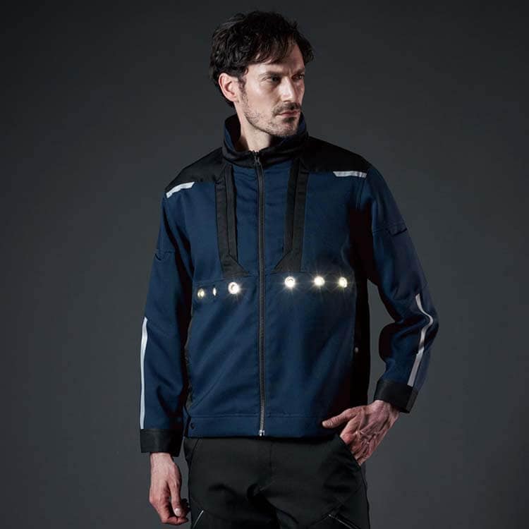 【作業服ブルゾン 男女兼用】反射機能付き「LEDライト搭載 視認性安全服」SS～6L 4色 / 夜間作業着  ※専用バッテリー別売  (SAEEP22471)