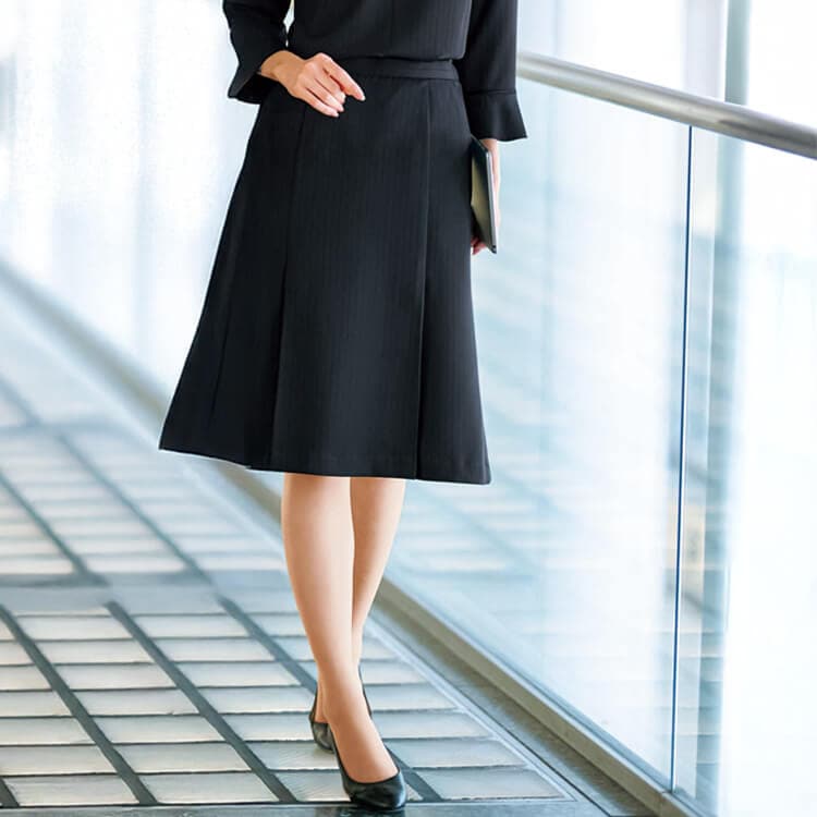 【オフィス制服マーメイドスカート】ストレッチ「シャドーストライプ柄」5～21号 2色 / 企業受付ユニフォーム
