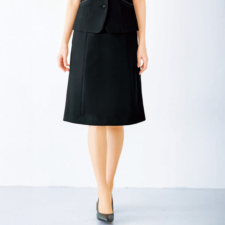 【事務服Aラインスカート】オールシーズン「2WAYストレッチ」シャドーチェック柄 5～21号 ネイビー  ブラック色  / 販売員制服