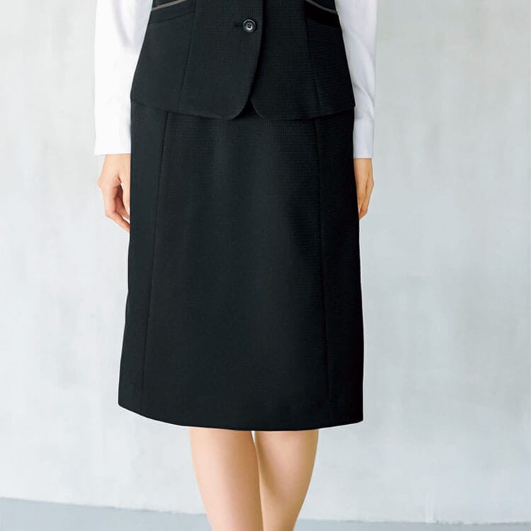 【事務服セミタイトスカート】オールシーズン「2WAYストレッチ」シャドーチェック柄 5～21号 ネイビー ・ブラック色 / オフィス制服