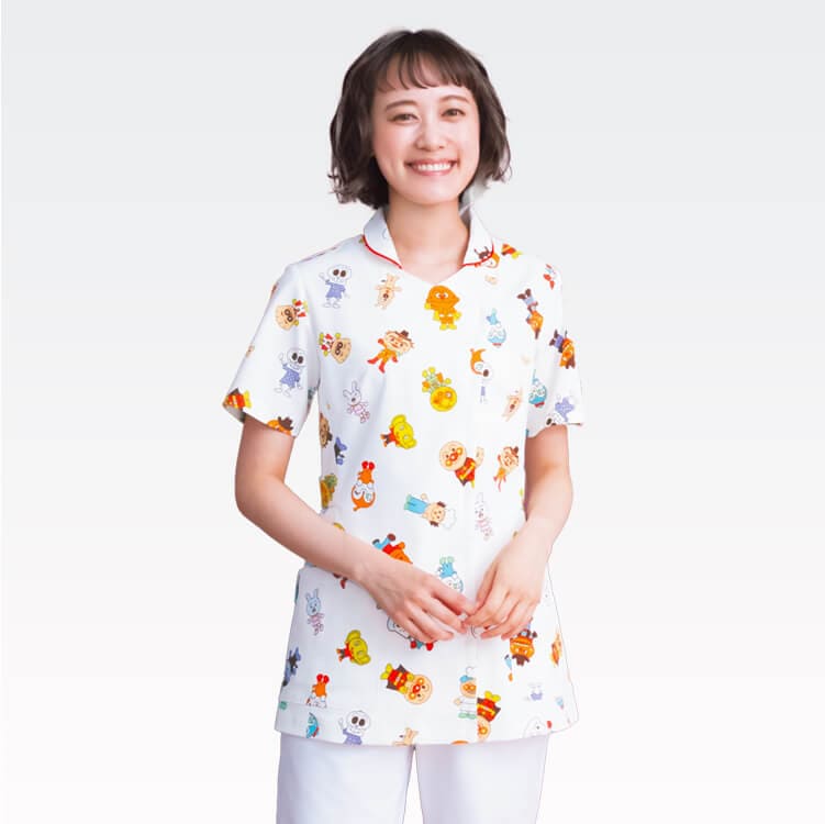 【ナースウェア アンパンマン】レディース用「制菌＆制電」ストレッチ  S～4L 小児科 / 医療用ユニフォーム