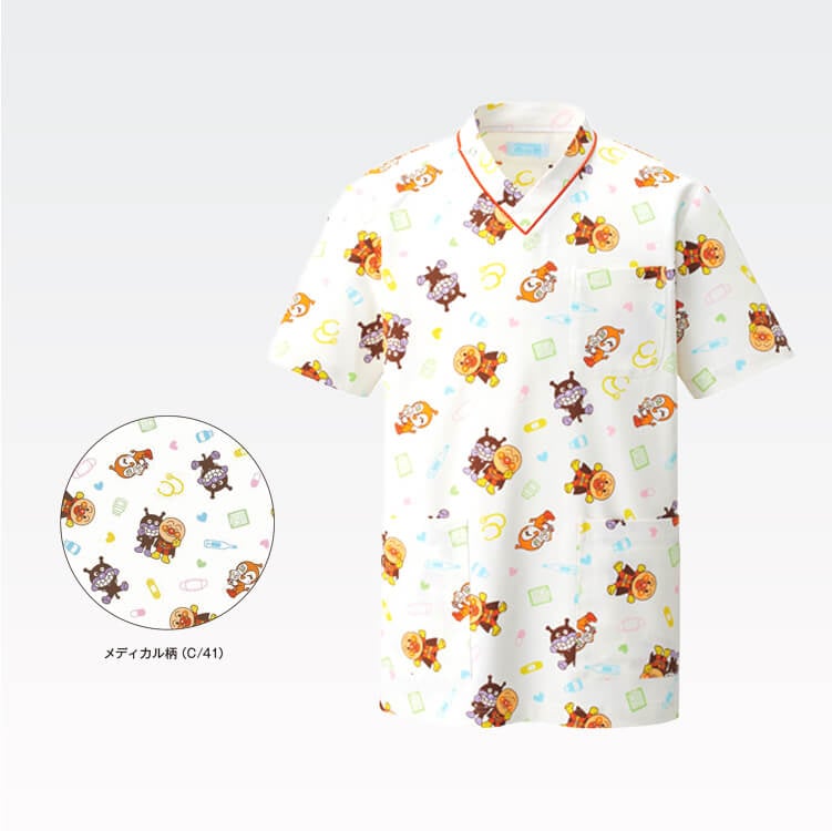 【医療スクラブ アンパンマン】男女兼用「制菌＆制電」ストレッチ SS～4L 小児科 / 病院ユニフォーム