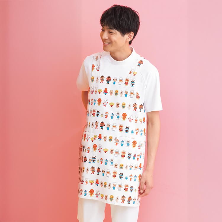 【ナースエプロン アンパンマン】予防衣「制菌＆工業洗濯対応」M～L 小児科/病院ユニフォーム