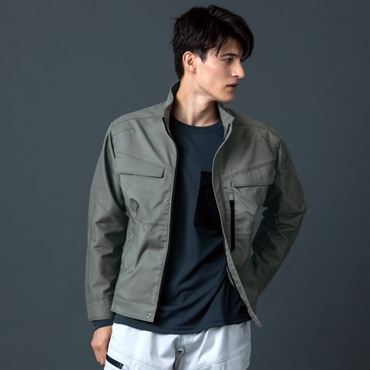 【作業着ブルゾン 男女兼用】ストレッチ「静電気ケア 導電子素材」ECOリサイクル  SS～6L 5色 / ワークユニフォーム