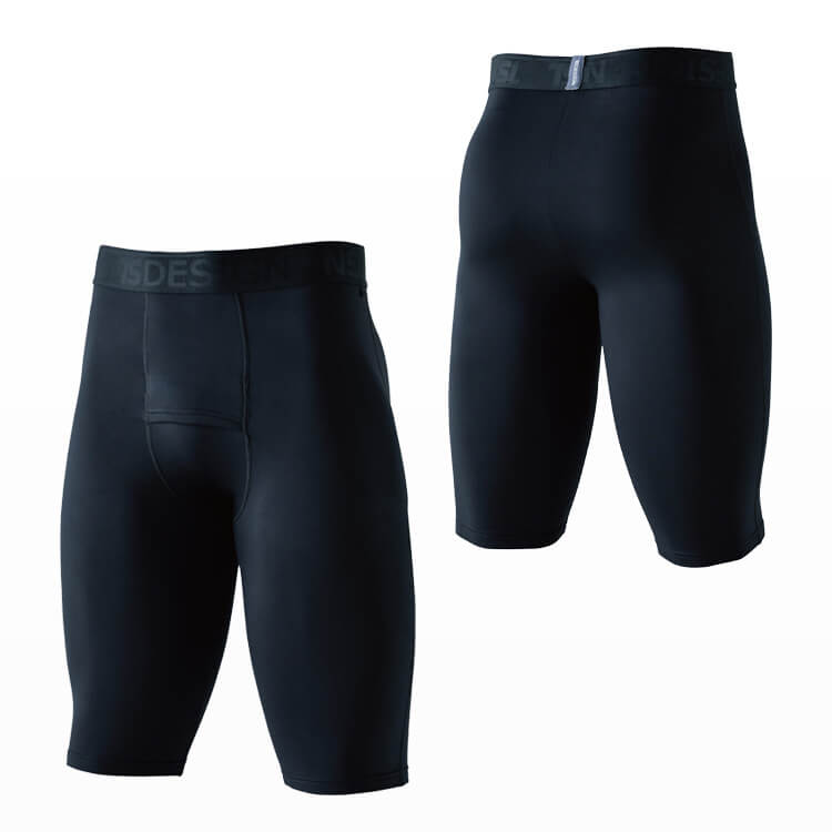 【防寒インナー 作業着ハーフパンツ】男女兼用「マイクロフリース素材」保温・静電気防止 S～3L / ブラック色 