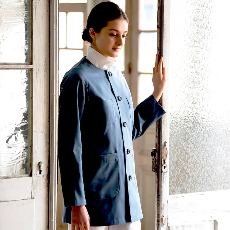 【スタッフコート 男女兼用】綿100% 二重織「制菌制電＆ストレッチ」S～3L 4色 / 飲食店ユニフォーム