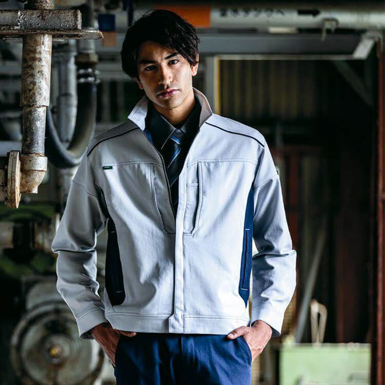 【作業服ブルゾン 男女兼用】ストレッチ「植物由来PET エコ素材」帯電防止 SS～6L 5色 / SDGs作業着