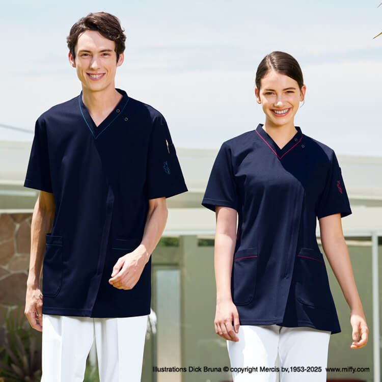 【ミッフィースクラブ 男女兼用】miffy・SEK制菌「フロントファスナー」接触冷感・制電仕様 SS～BL 2色 / 医療用ユニフォーム