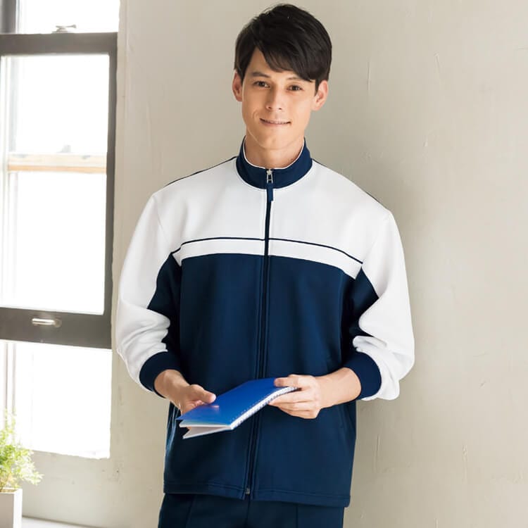 【介護制服ジャケット 男女兼用】制菌「汗をかいてもサラッと快適」ストレッチ  S～3L / ネイビー色 