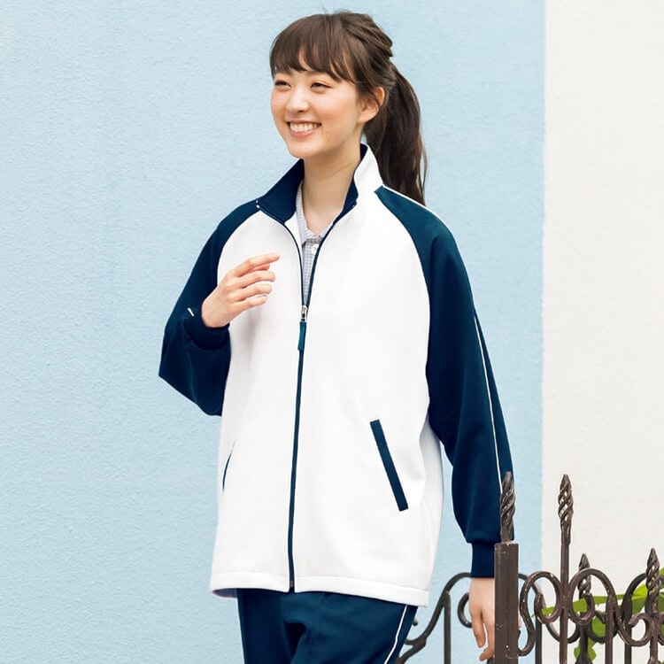 【介護士ジャケット 男女兼用】ストレッチ「SEK制菌＆吸汗」S～3L ネイビー色 / 介護ユニフォーム