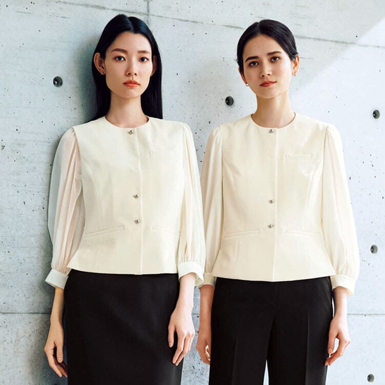 【オフィス制服ベスト レディース】防汚「2WAYストレッチ」家庭洗濯可 5～15号 ブラック ホワイト色 / 接客業ユニフォーム