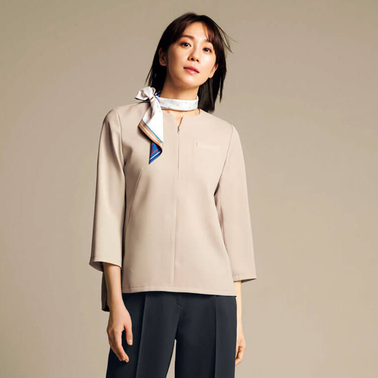 【事務服プルオーバー】撥水「水や皮脂汚れがつきにくい 防汚素材」2WAYストレッチ・ホームクリーニング可 2色  5～15号 / オフィス制服