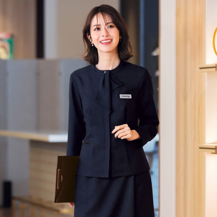 【オフィス制服 ソフトジャケット】オールシーズン・ストレッチ「裏地を省いた軽量設計」家庭洗濯可 5～21号 2色 / 事務服