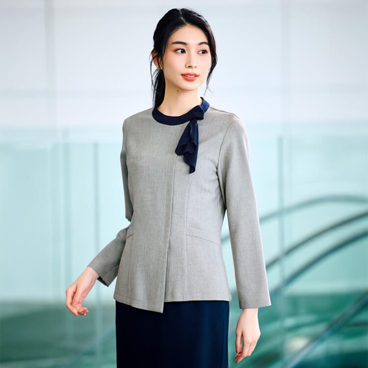 【事務服ソフトジャケット】オールシーズン「2WAYストレッチ」家庭洗濯可 3色 5～21号 / 企業受付ユニフォーム