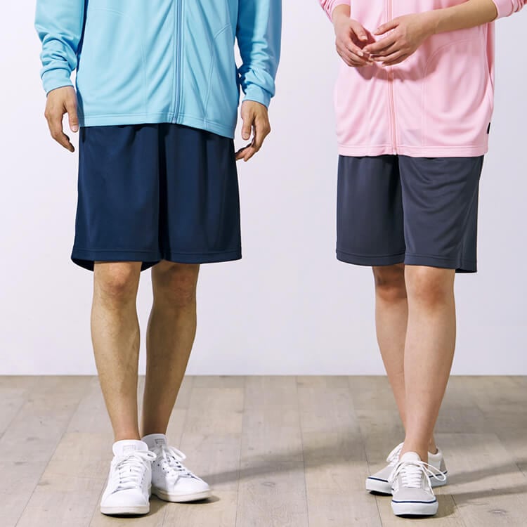 【介護向けハーフパンツ 男女兼用】メッシュ素材「抗菌防臭 ポリジン加工」吸汗速乾 XS～XXXL 3色 / 入浴介助ウェア