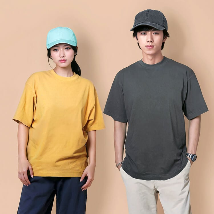【飲食店ユニフォーム Tシャツ】男女兼用・綿100「ヴィンテージ加工」S～XL 7色 / カフェ制服 (BOMMS1170)