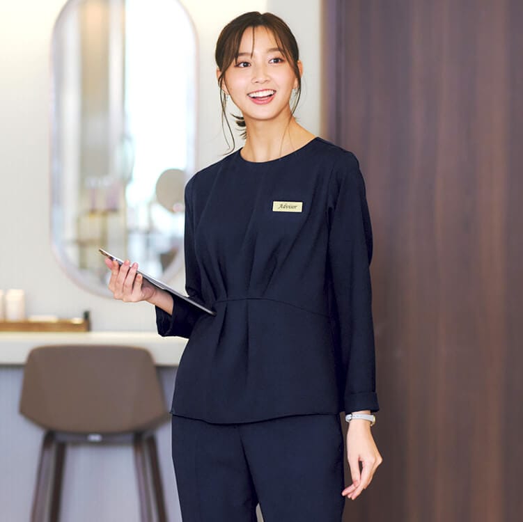 【オフィス制服 プルオーバー】レディース「2WAYストレッチ×高級感ファインクロス」オールシーズン対応　5?21号 2色 / 受付ユニフォーム