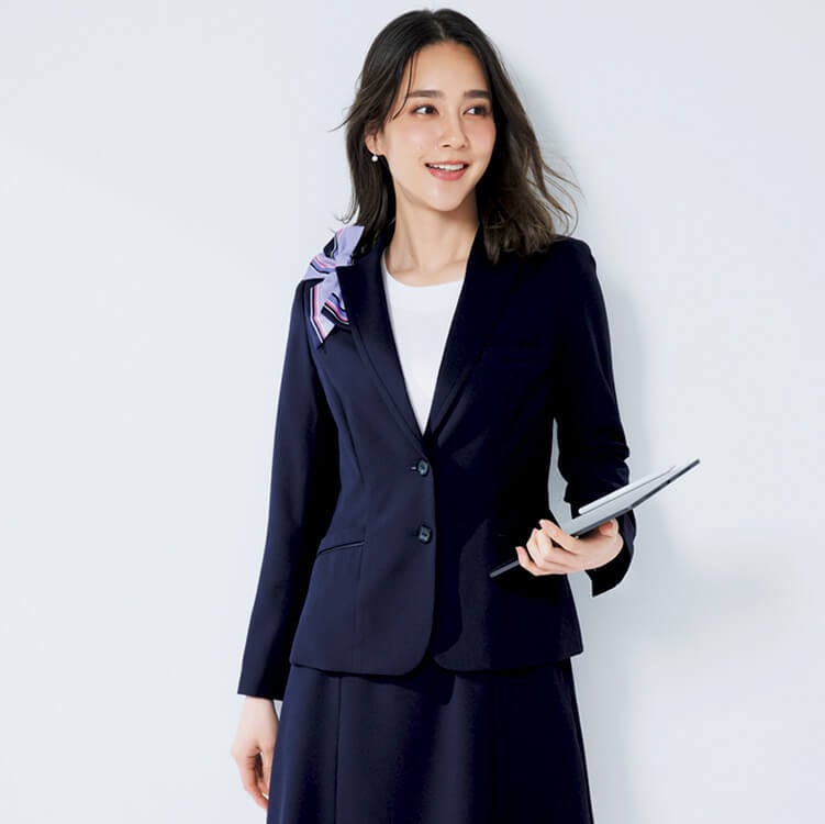 【オフィスユニフォーム ジャケット】オールシーズン「2WAYストレッチ＆抗菌裏地」5～21号 ブラック・ネイビー / 会社ユニフォーム