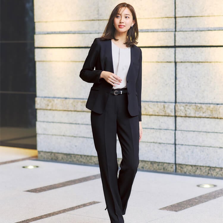 ノーカラージャケット｜レディース・事務服・快適ストレッチ・家庭洗濯