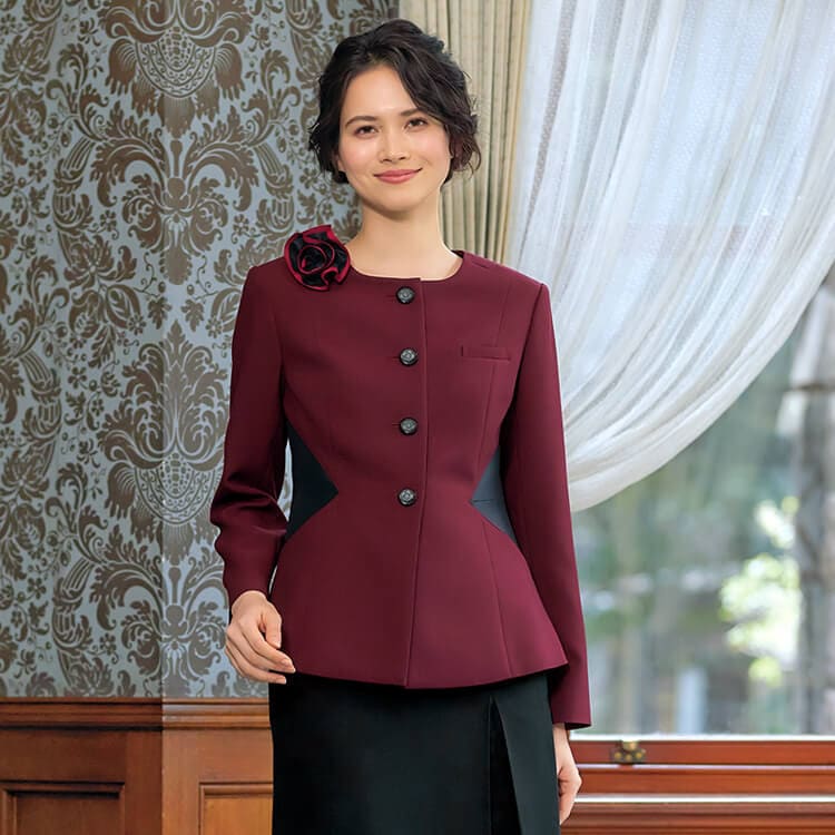 【受付制服ジャケット】ホームクリーニング対応「全方向に伸びるストレッチ」2色  5～17号 / マリークワント (CHSM4709)