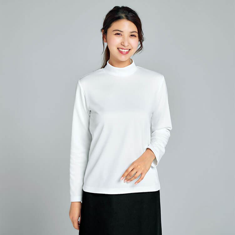 【事務服カットソーハイネック】レディース「快適ニット素材」2色 S~3L / オフィスユニフォーム 