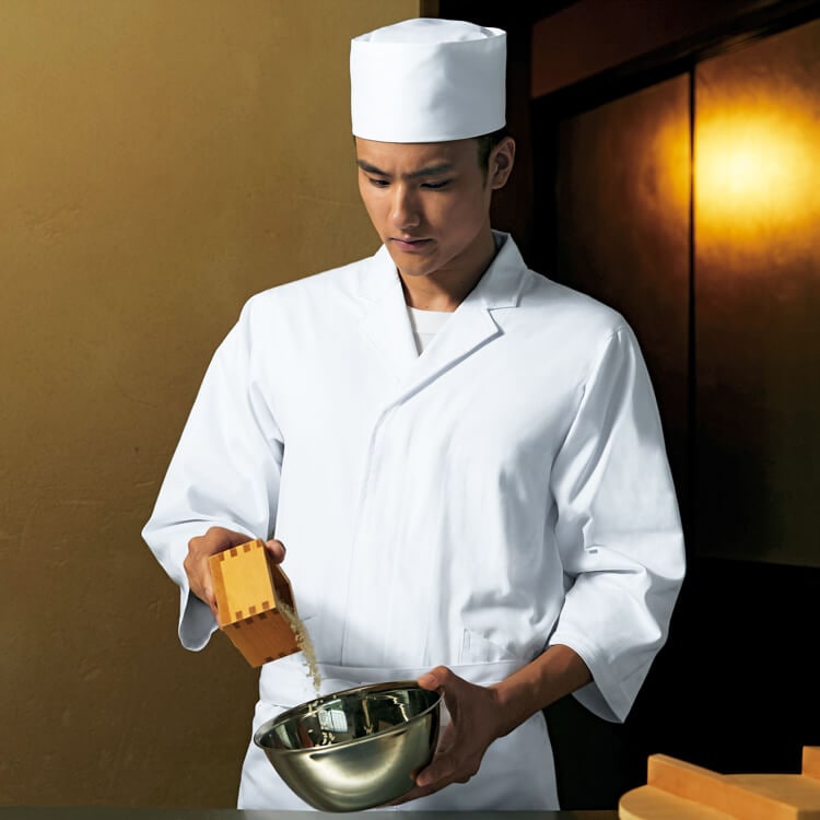 【和食白衣七分袖 男女兼用】調理白衣「綿100%カツラギ素材」厚手・S～5L / 厨房服