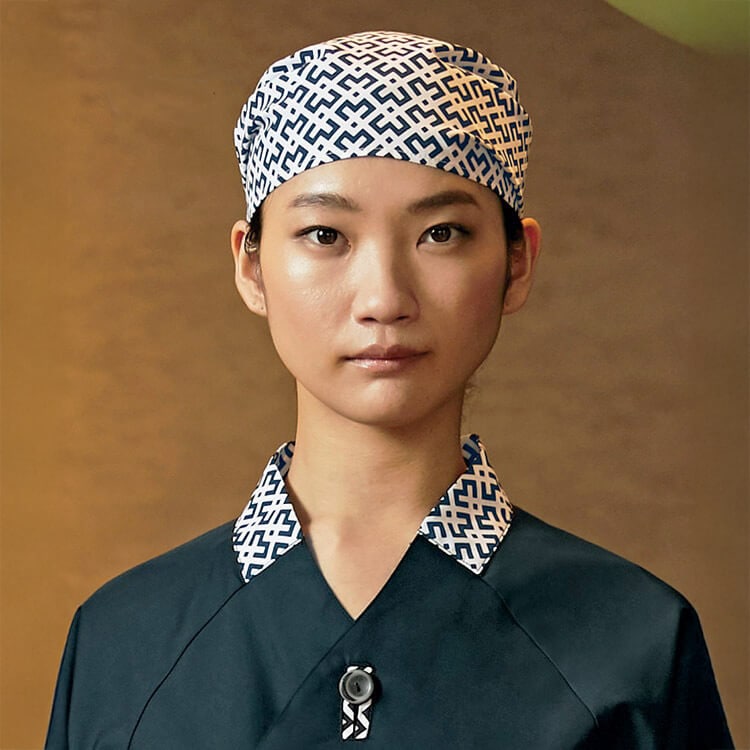 【和風バンダナキャップ】男女兼用「幾何柄プリント」フリーサイズ 56～67cm / 和食店ユニフォーム (SAAAPK470-15)