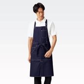 デニム胸当てエプロン｜深みあるインディゴブルー・カフェ・雑貨店向け