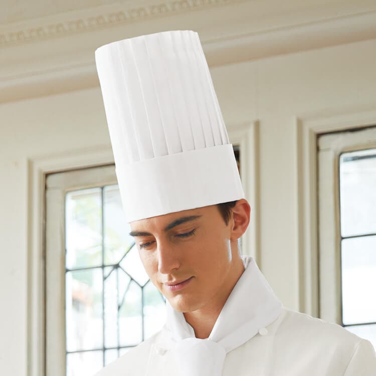 【シェフハット使い捨て 10枚入り/1セット】男女兼用「不織布」高さ25㎝ フリーサイズ 厨房 / コック帽 (SAA471-81)