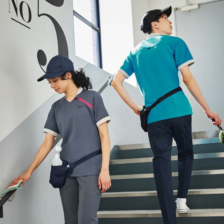 【清掃員ポロシャツ半袖】男女兼用「ドライストレッチ素材」吸汗速乾  SS～4L 4色/ ビルメンテナンスユニフォーム (SAAKZN262)