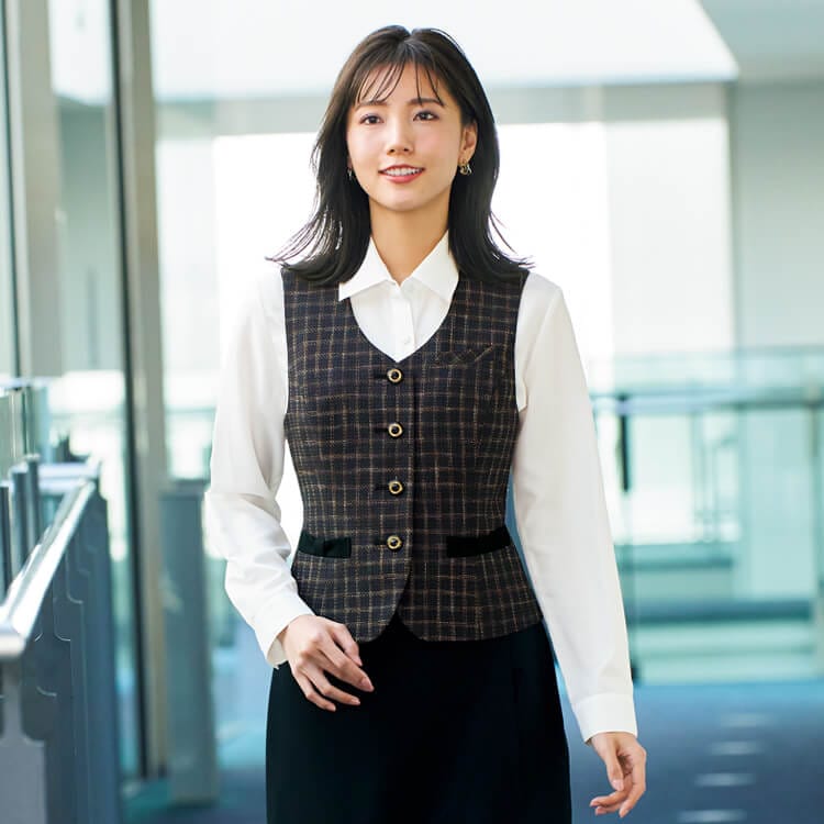 【事務制服ベスト】オールシーズン「環境配慮 ECO素材」軽量・ホームクリーニング  2色 5～19号 / オフィスユニフォーム (JOI12170)