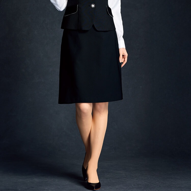 【事務服Aラインスカート】オールシーズン「再生糸22％ エコ素材」ストレッチ 5～19号 / 2色    (JOI52143)