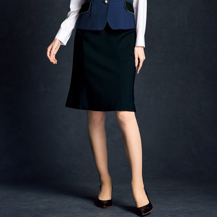 【事務服マーメイドスカート】オールシーズン「再生糸22％ エコ素材」ストレッチ 2色 / 5～19号  (JOI52145)