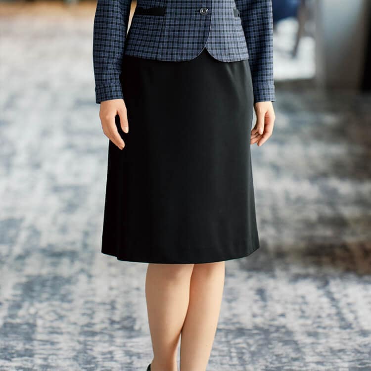 【事務服Aラインスカート】オールシーズン・58㎝丈「2WAYストレッチ」後ろゴム・エコ素材 5～19号 / 2色 (JOI51875)