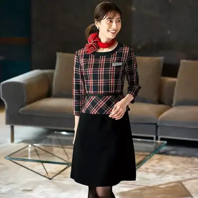 接客用ワンピース｜アンジョアのおもてなし制服・タータンチェック柄