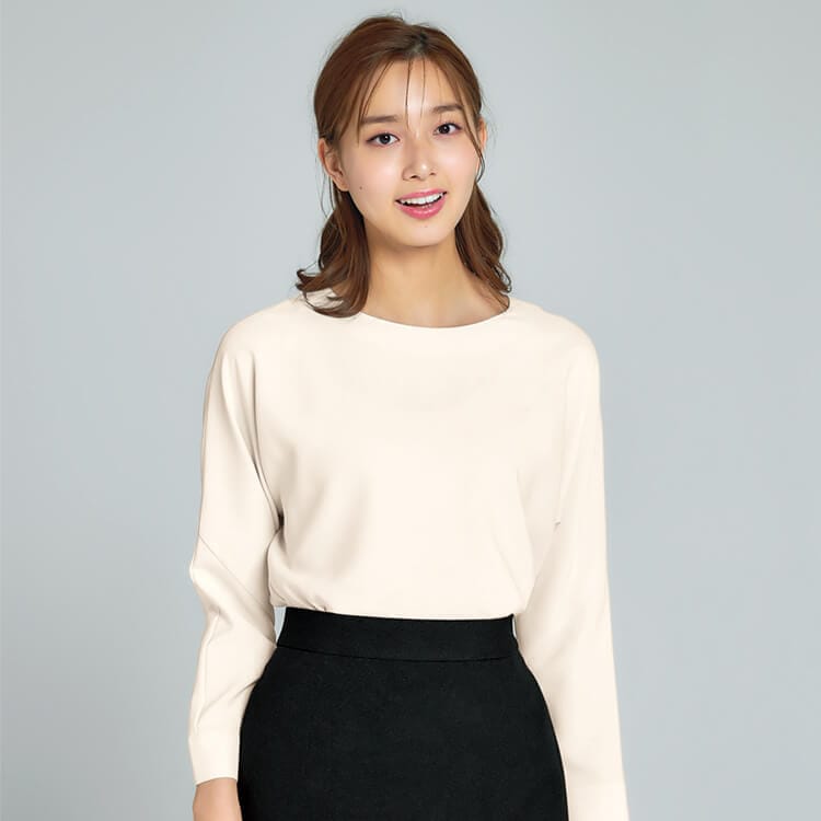 【事務服プルオーバー】ストレッチ素材「着物スリーブデザイン」2色 4サイズ / YUKI TORII (CHSYT1912)