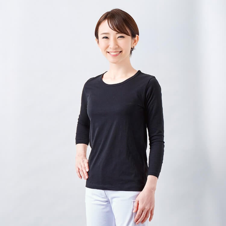 【スクラブインナー七分袖】メンズ・レディース「ストレッチ素材」ブラックカラー・SS～LL ドクター / ナース (SUICE423)